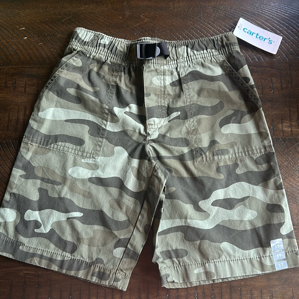 Boys. Carters. Camo shorts. Size 5T. $22 retail.